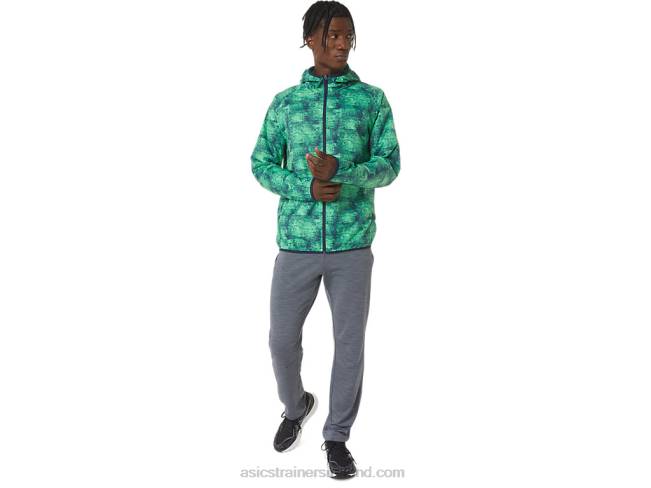 Men\s Packable Jacket Tie Dye Green/Peacoat Asics XXPD1050