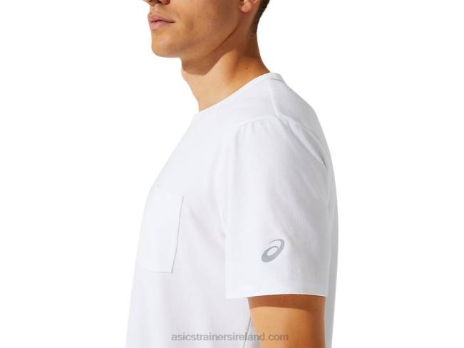 Men\s Patched Pocket Short Sleeve Top Brilliant White Asics XXPD1954