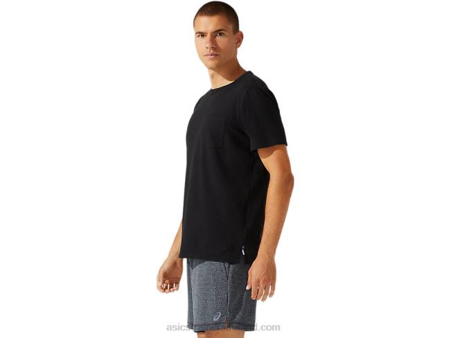 Men\s Patched Pocket Short Sleeve Top Performance Black Asics XXPD1964