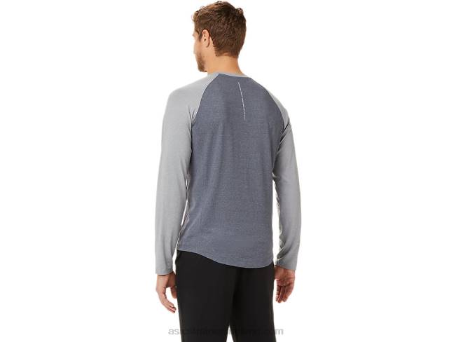 Men\s Perf Long Sleeve Henley Carrier Grey/Sheet Rock Heather Asics XXPD2025