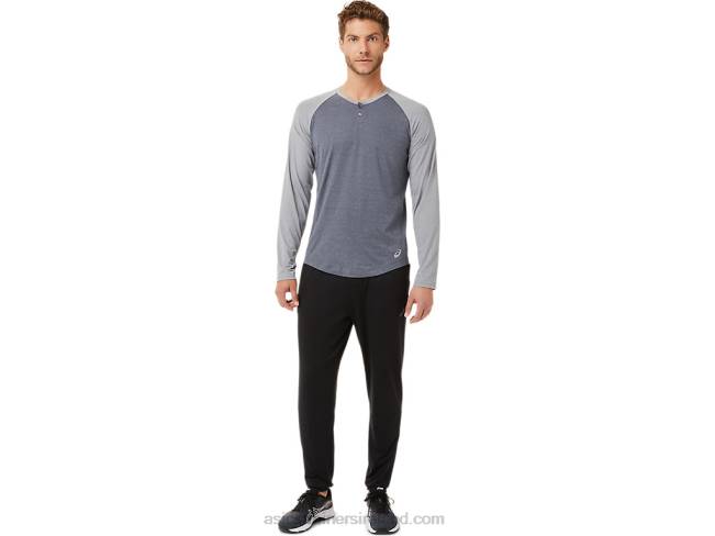 Men\s Perf Long Sleeve Henley Carrier Grey/Sheet Rock Heather Asics XXPD2025