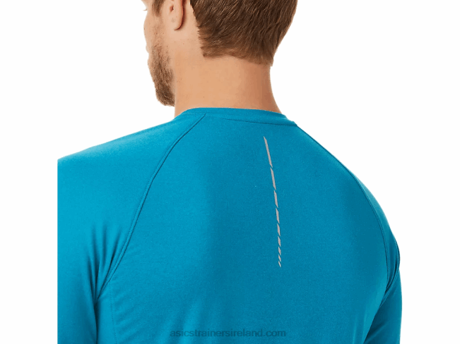 Men\s Perf Long Sleeve Henley Teal Blue Heather Asics XXPD2026