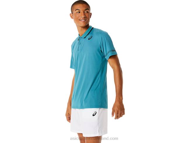 Men\s Polo Shirt Misty Pine Asics XXPD1117