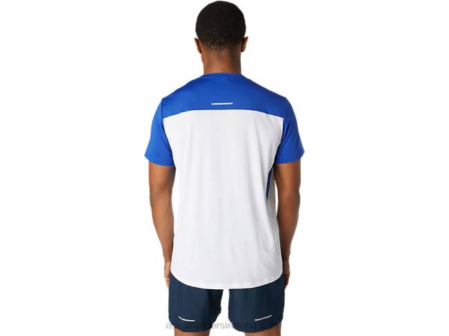 Men\s Race Short Sleeve Top Brilliant White/Monaco Blue Asics XXPD1745