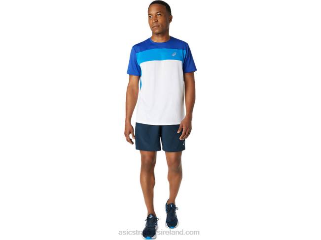 Men\s Race Short Sleeve Top Brilliant White/Monaco Blue Asics XXPD1745