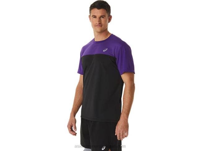 Men\s Race Short Sleeve Top Grape Jam/Performance Black Asics XXPD891