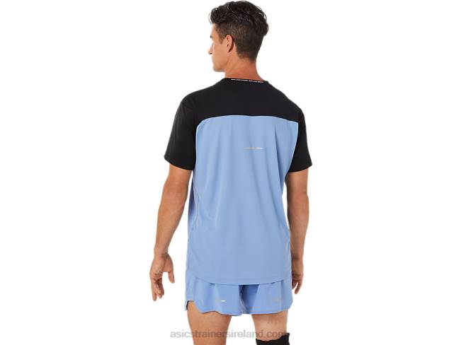 Men\s Race Short Sleeve Top Performance Black/Blue Harmony Asics XXPD1320