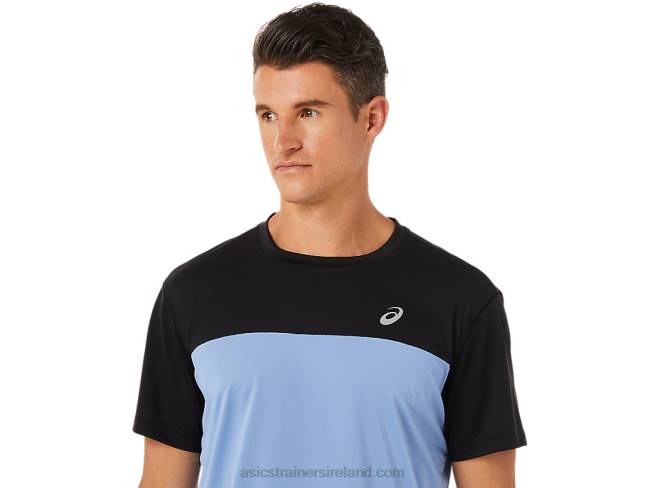 Men\s Race Short Sleeve Top Performance Black/Blue Harmony Asics XXPD1320