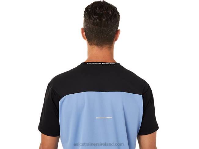 Men\s Race Short Sleeve Top Performance Black/Blue Harmony Asics XXPD1320