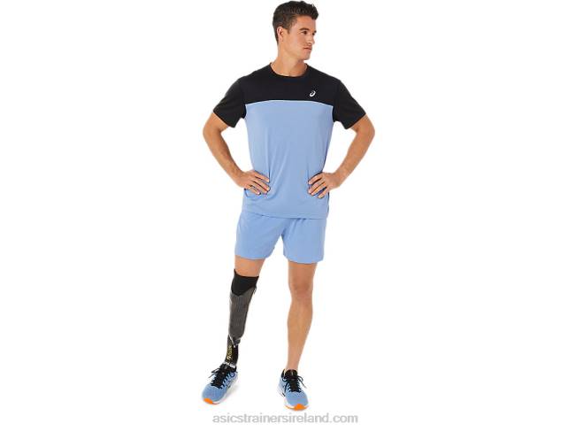 Men\s Race Short Sleeve Top Performance Black/Blue Harmony Asics XXPD1320