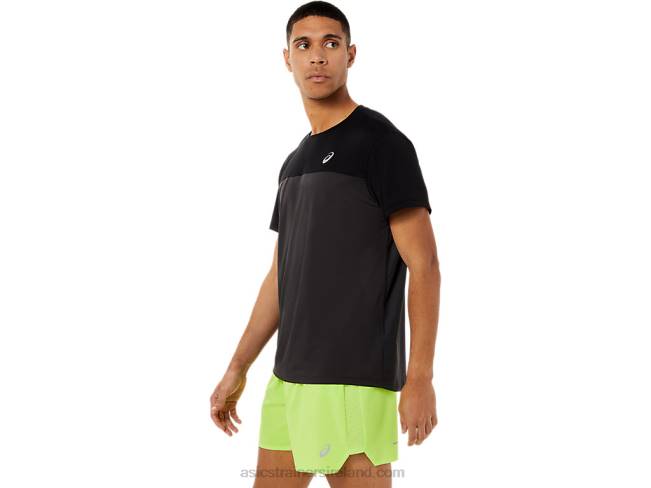 Men\s Race Short Sleeve Top Performance Black/Graphite Grey Asics XXPD1396