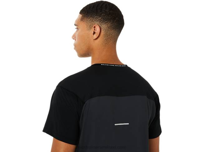 Men\s Race Short Sleeve Top Performance Black/Graphite Grey Asics XXPD1396