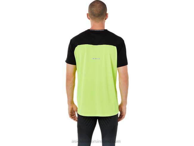 Men\s Race Short Sleeve Top Performance Black/Hazard Green Asics XXPD1415