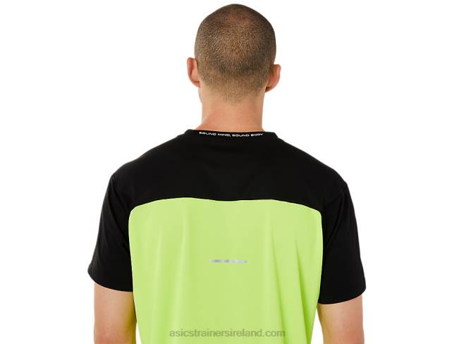 Men\s Race Short Sleeve Top Performance Black/Hazard Green Asics XXPD1415