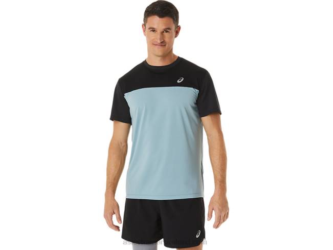 Mens Race Short Sleeve Top Performance Black/Light Steel Asics XXPD1028