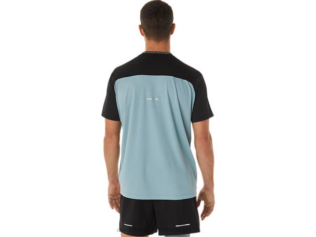 Men\s Race Short Sleeve Top Performance Black/Light Steel Asics XXPD1028