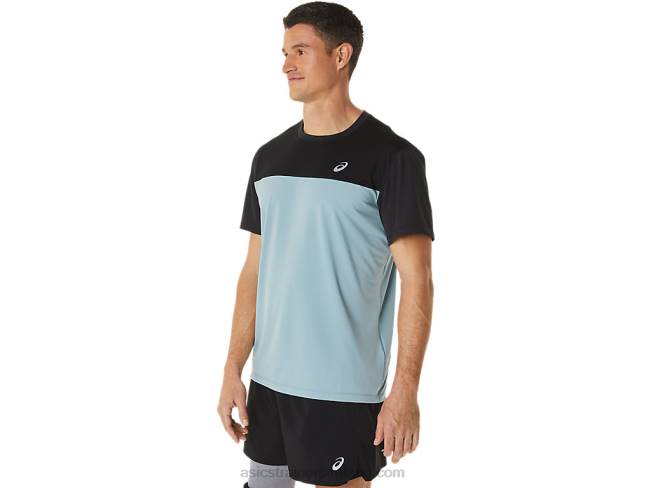 Men\s Race Short Sleeve Top Performance Black/Light Steel Asics XXPD1028