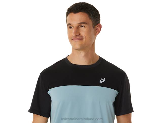 Men\s Race Short Sleeve Top Performance Black/Light Steel Asics XXPD1028