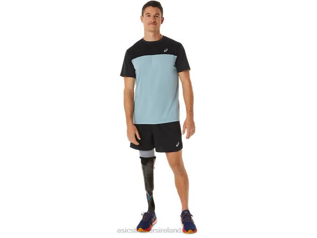 Men\s Race Short Sleeve Top Performance Black/Light Steel Asics XXPD1028