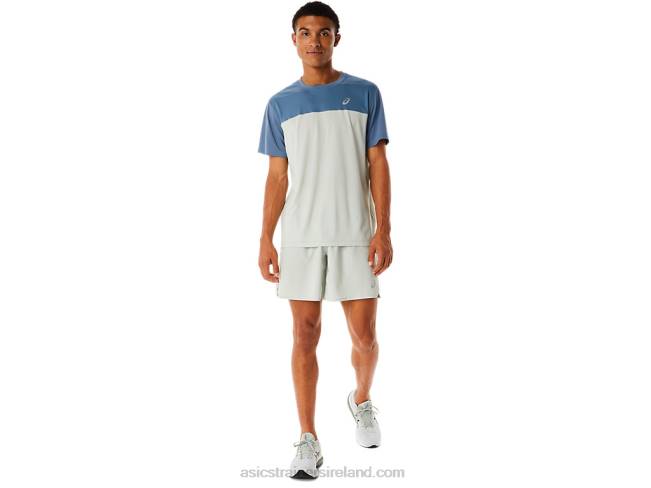 Men\s Race Short Sleeve Top Steel Blue/Light Sage Asics XXPD22