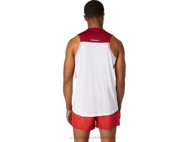 Men\s Race Singlet Brilliant White/Burgundy Asics XXPD1737