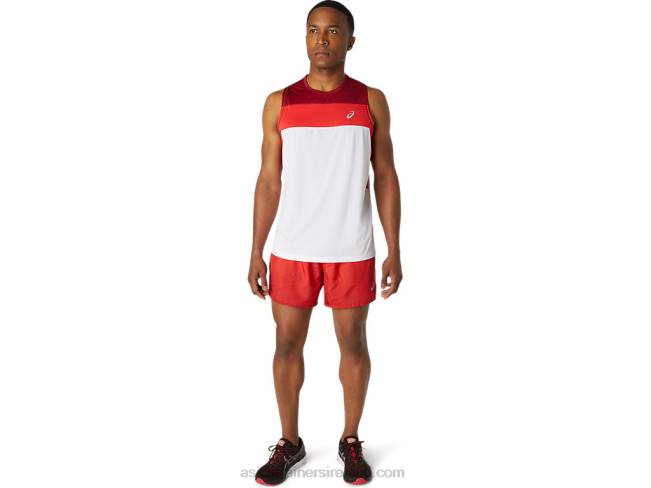 Men\s Race Singlet Brilliant White/Burgundy Asics XXPD1737