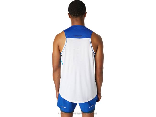 Men\s Race Singlet Brilliant White/Monaco Blue Asics XXPD1746