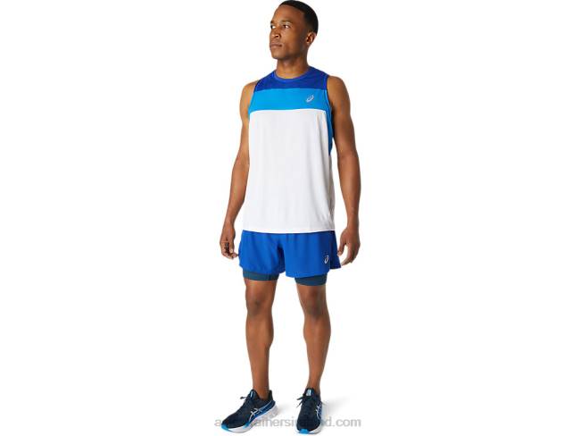 Men\s Race Singlet Brilliant White/Monaco Blue Asics XXPD1746