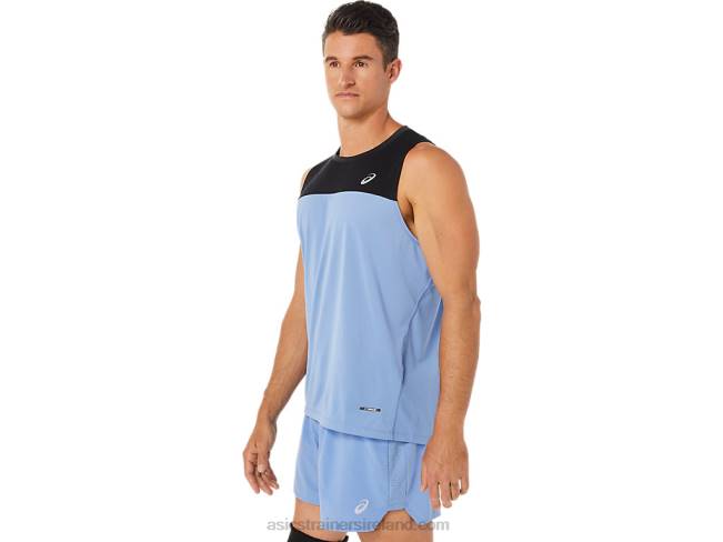 Men\s Race Singlet Performance Black/Blue Harmony Asics XXPD1332