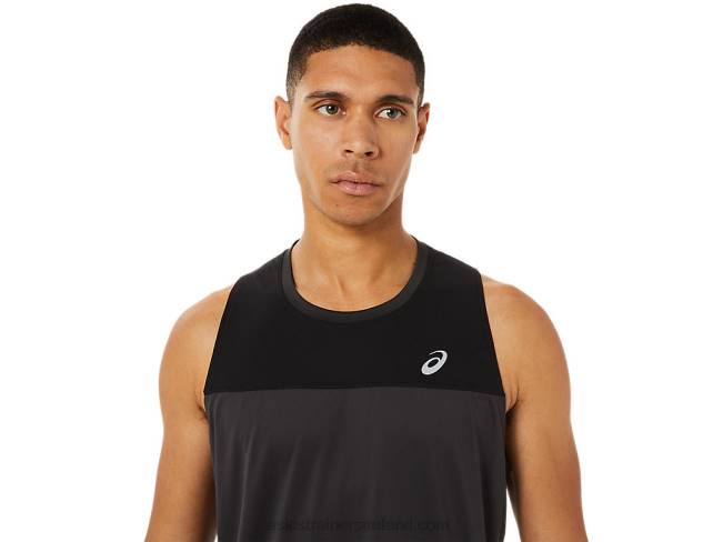 Men\s Race Singlet Performance Black/Graphite Grey Asics XXPD1393