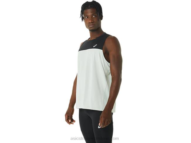 Men\s Race Singlet Performance Black/Light Sage Asics XXPD375