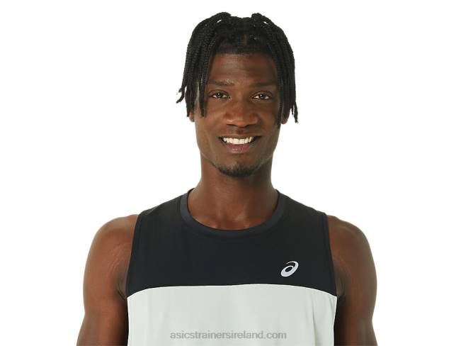 Men\s Race Singlet Performance Black/Light Sage Asics XXPD375