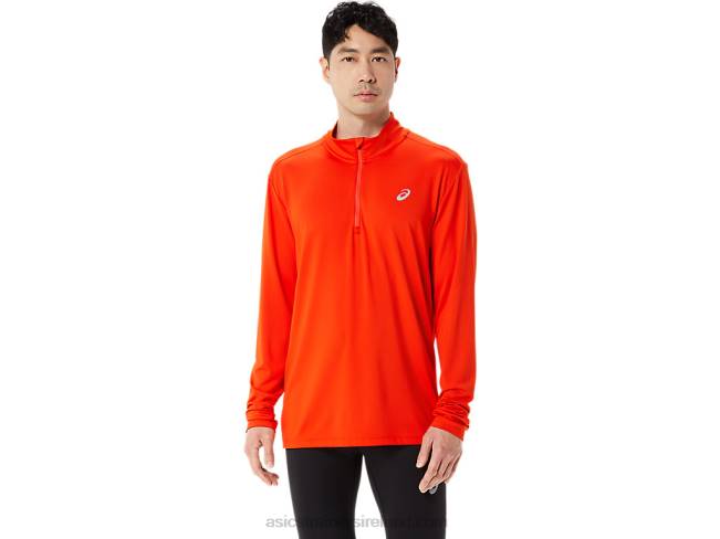 Mens Ready-Set Half Zip Cherry Tomato Asics XXPD966