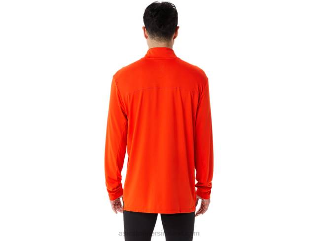 Men\s Ready-Set Half Zip Cherry Tomato Asics XXPD966