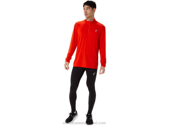 Men\s Ready-Set Half Zip Cherry Tomato Asics XXPD966