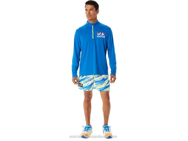 Men\s Ready-Set Half Zip Lam Lake Drive/Hazard Green Asics XXPD1339