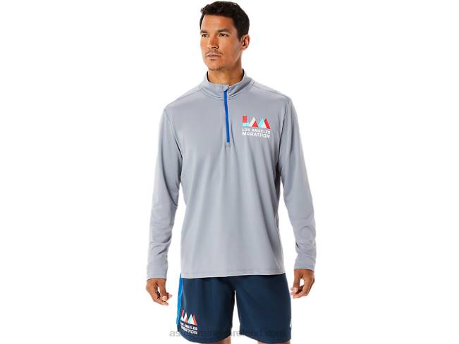 Mens Ready-Set Half Zip Lam Sheet Rock/Lake Drive Asics XXPD1340