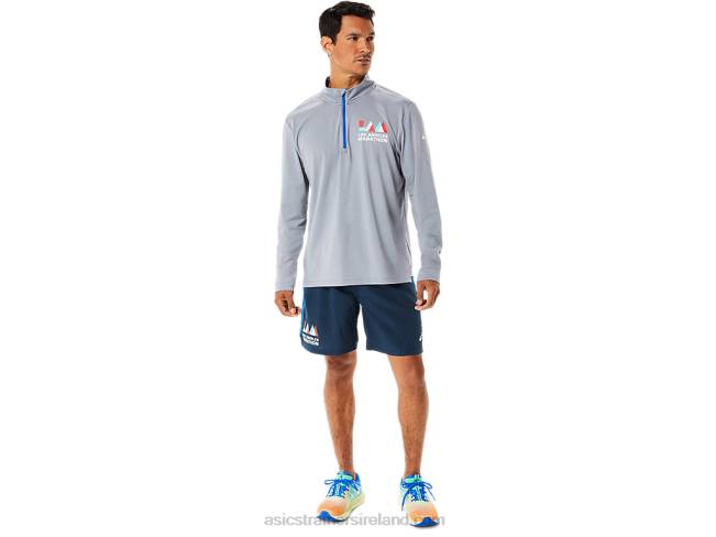 Men\s Ready-Set Half Zip Lam Sheet Rock/Lake Drive Asics XXPD1340