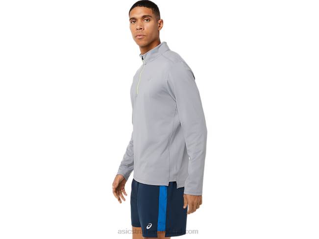 Men\s Ready-Set Half Zip Sheet Rock/Lake Drive Asics XXPD1398