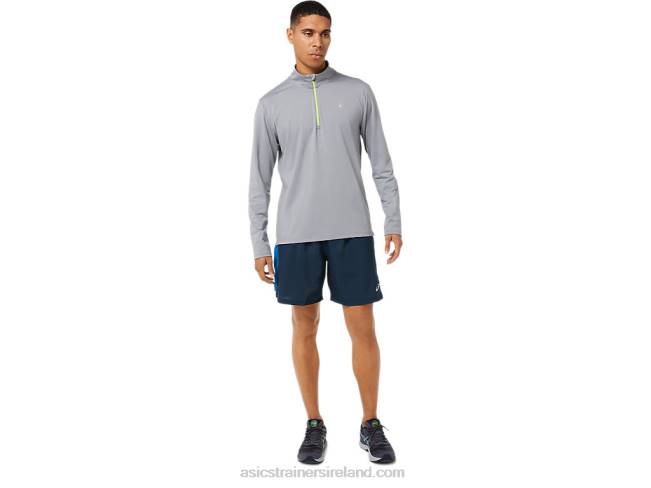 Men\s Ready-Set Half Zip Sheet Rock/Lake Drive Asics XXPD1398