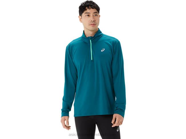 Mens Ready-Set Half Zip Velvet Pine/New Leaf Asics XXPD975