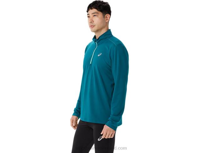 Men\s Ready-Set Half Zip Velvet Pine/New Leaf Asics XXPD975