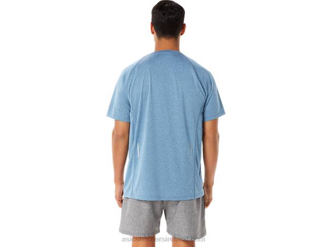 Men\s Ready-Set Lyte Short Sleeve Azure Heather Asics XXPD928