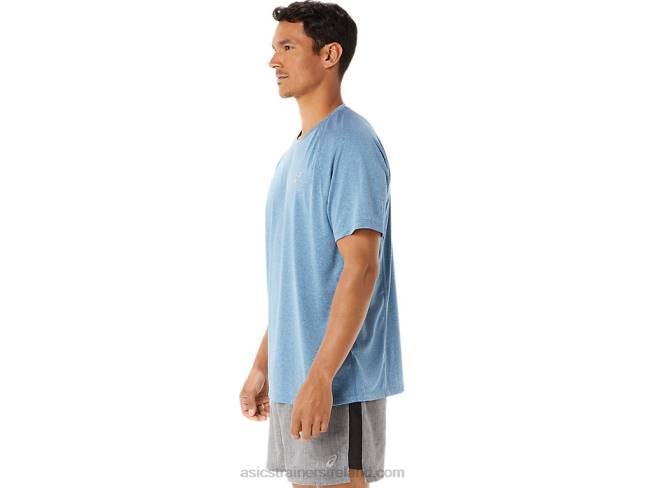 Men\s Ready-Set Lyte Short Sleeve Azure Heather Asics XXPD928