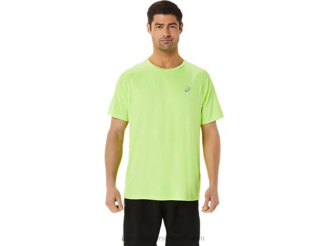 Mens Ready-Set Lyte Short Sleeve Hazard Green Heather Asics XXPD1453