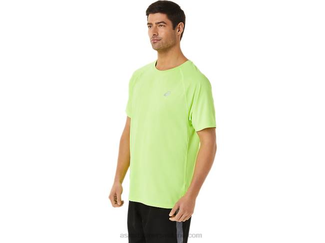 Men\s Ready-Set Lyte Short Sleeve Hazard Green Heather Asics XXPD1453