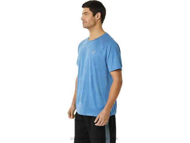 Men\s Ready-Set Lyte Short Sleeve Lake Drive Heather Asics XXPD1426