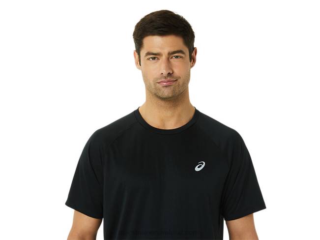 Men\s Ready-Set Lyte Short Sleeve Performance Black Asics XXPD1417