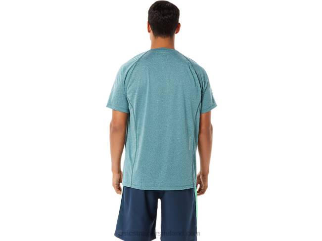 Men\s Ready-Set Lyte Short Sleeve Velvet Pine Heather Asics XXPD944