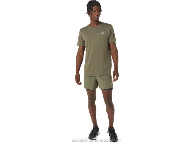 Men\s Road 2-N-1 5in Short Mantle Green/Performance Black Asics XXPD1122